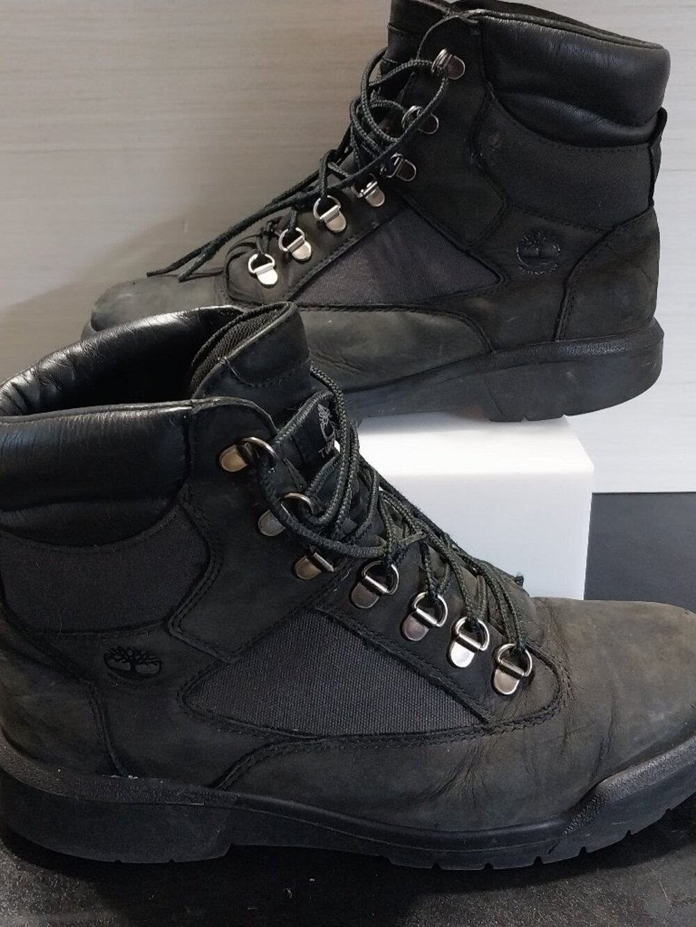 Timberland 6 Inch Waterproof Field Boots Black Nubuck Men's Boots A17KC Size 9